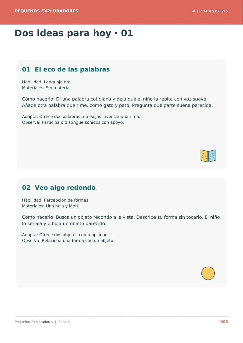 Muestra real del bono 20 actividades rápidas