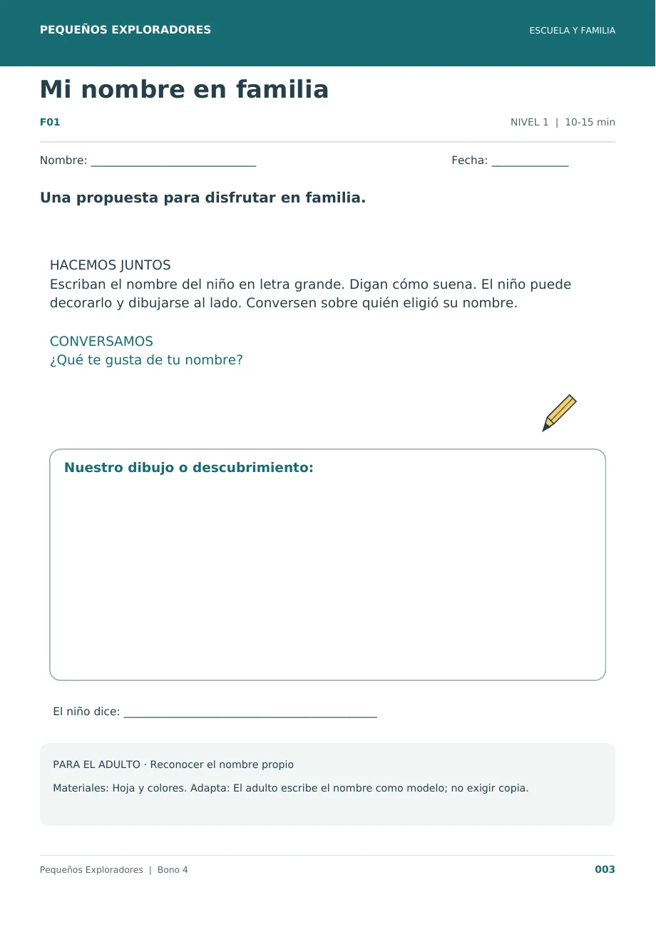 Muestra real del bono 12 propuestas para familias